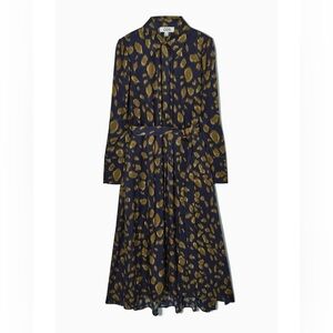COS Navy and Gold Long Sleeve Dress